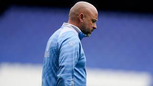 Manolo González, en un entrenamiento en el RCDE Stadium.