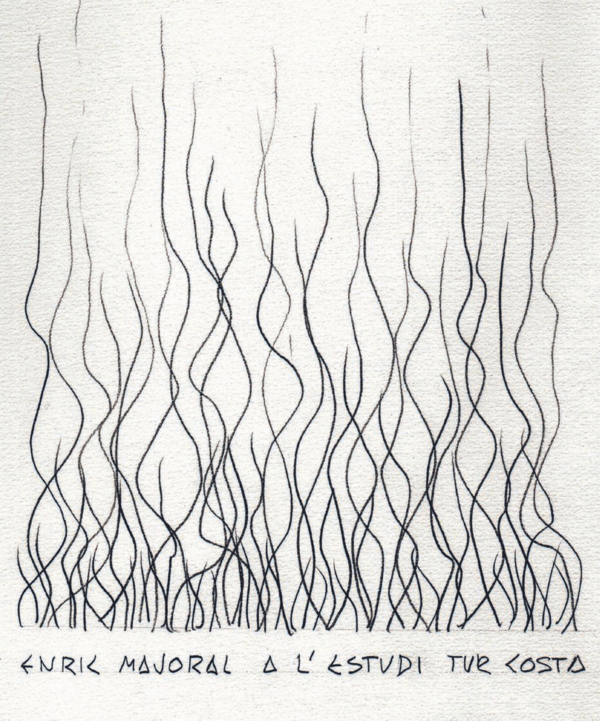 Cartel de la muestra con un dibujo de Majoral y uno de los anillos creados por el joyero. | ETC