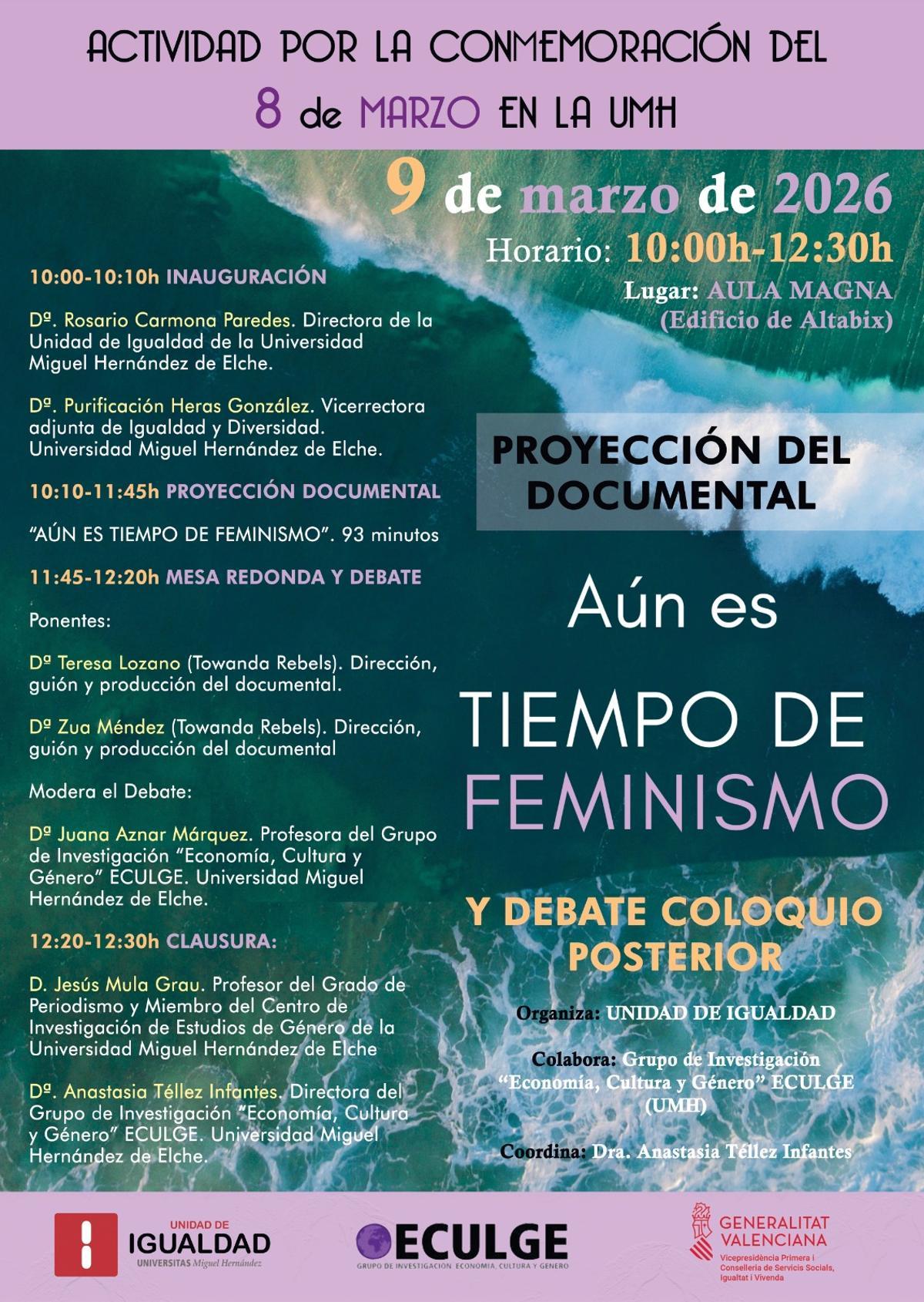 Cartel de la actividad conmemorativa en la UMH de Elche