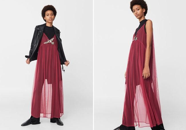 Vestido transparente de Mango