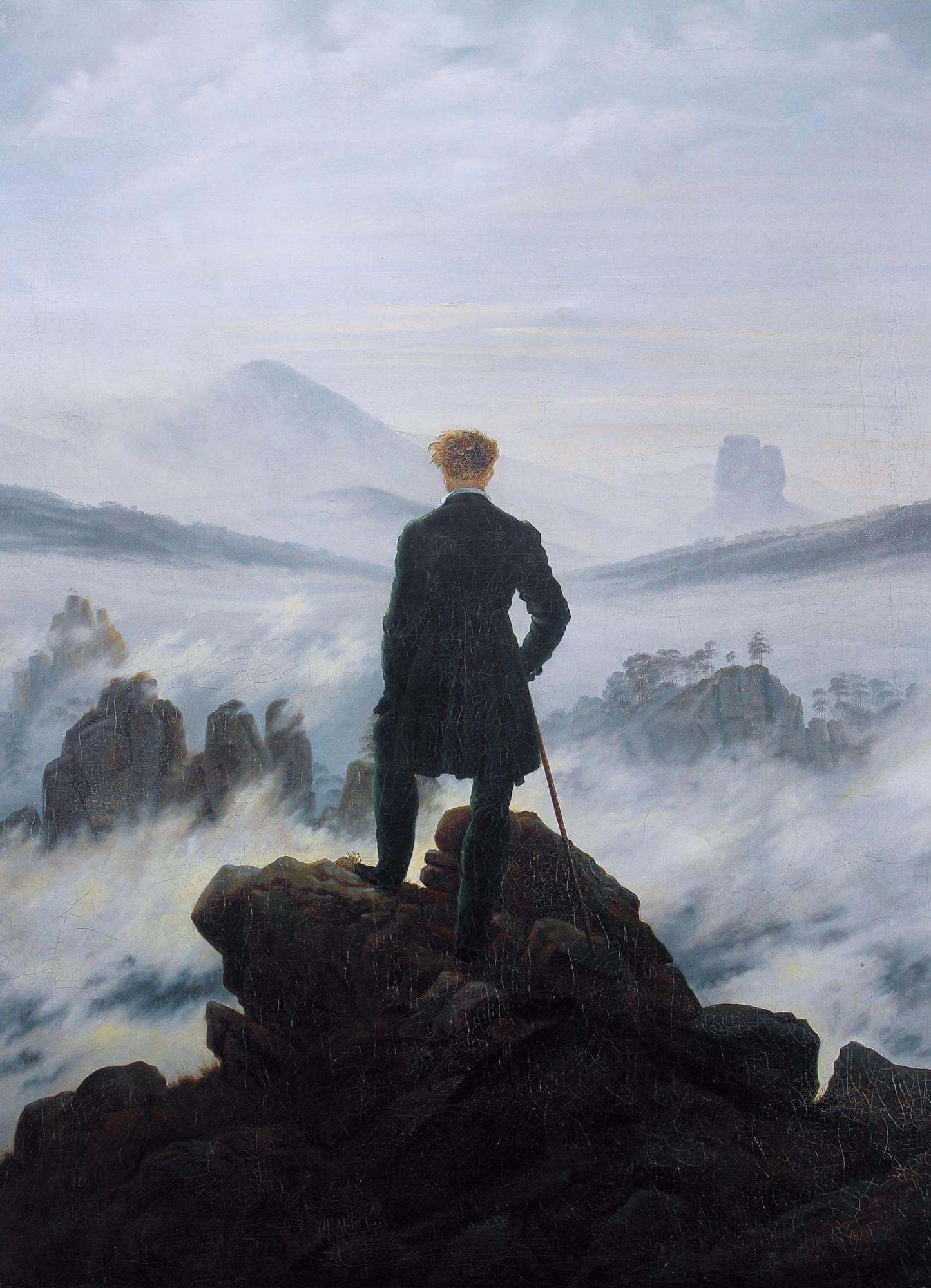 O camiñante sobre o mar de nubes (Caspar David Friedrich, 1818).