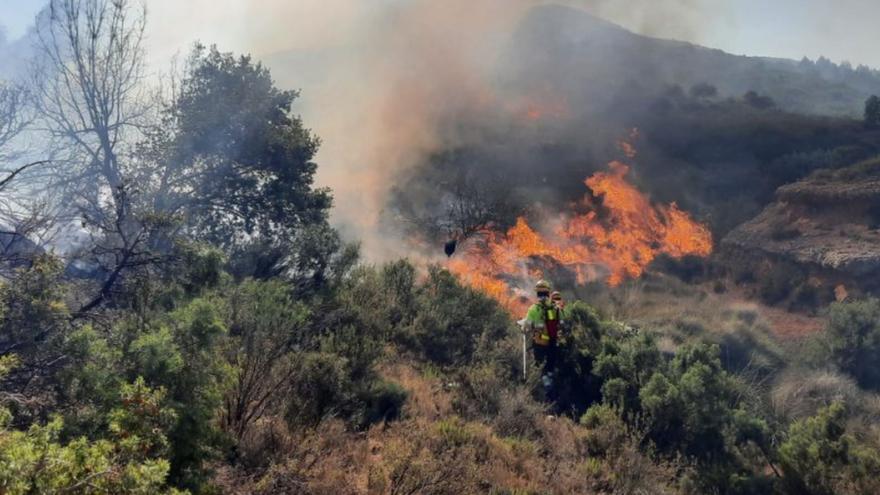 Los bomberos logran contener un incendio forestal de Siete Aguas