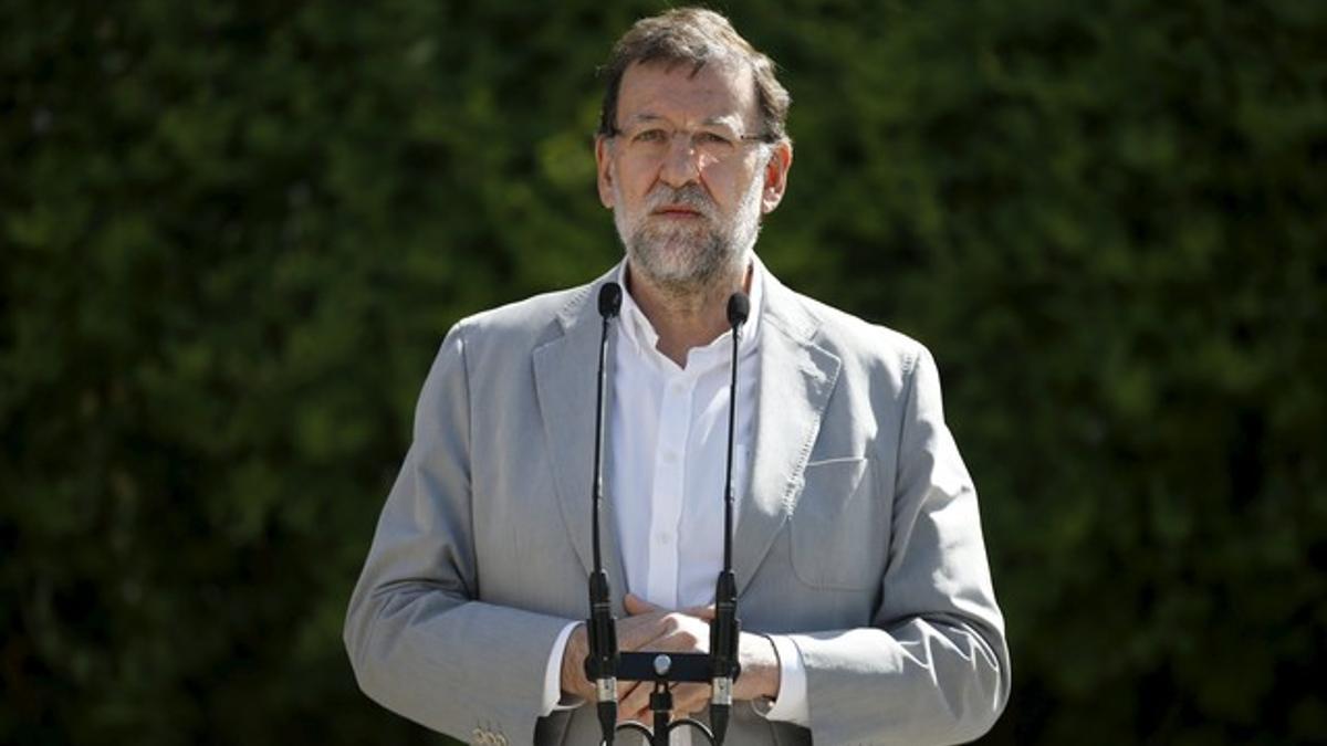 El líder del PP, Mariano Rajoy, este domingo.