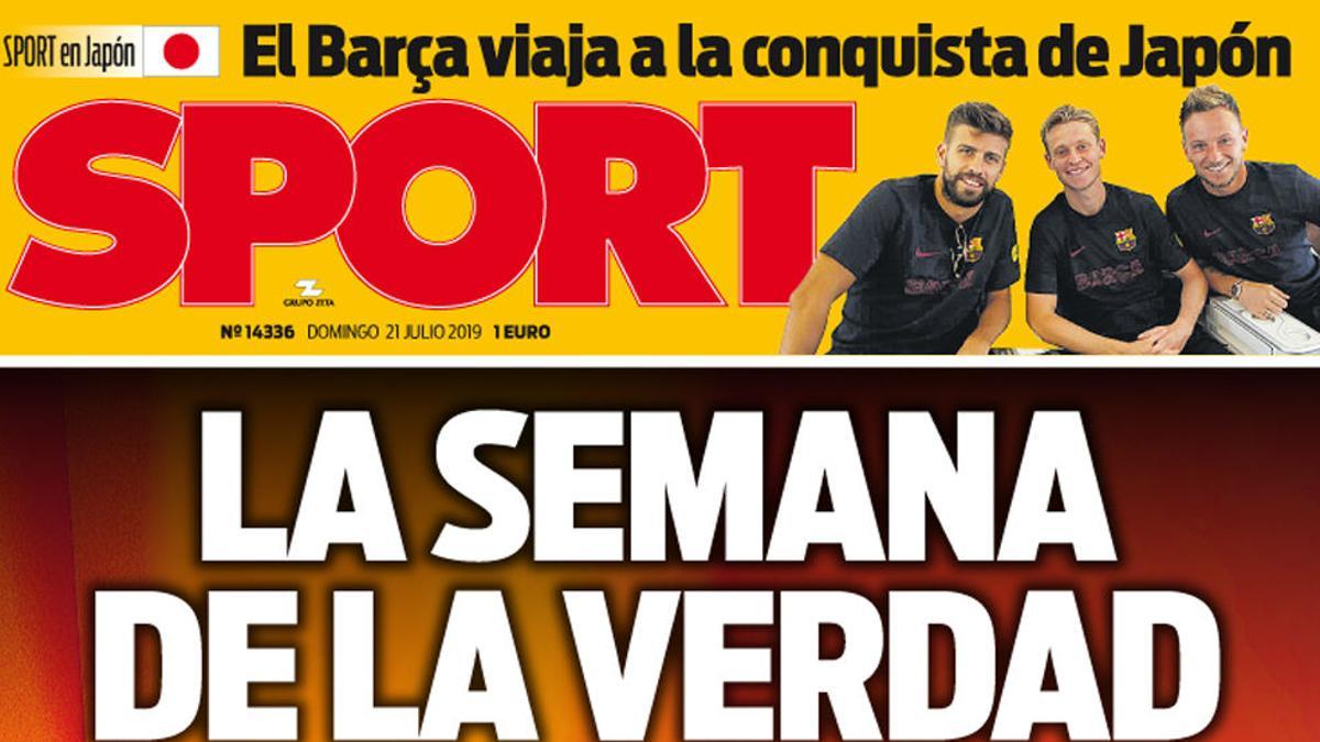 La portada de SPORT de este domingo