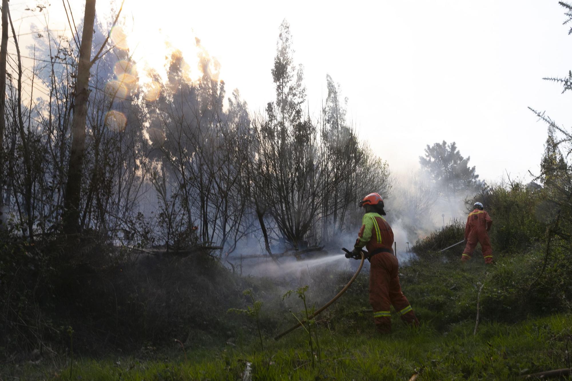 EN IMÁGENES: la extinción del fuego de La Plata (Castrillón), minuto a minuto