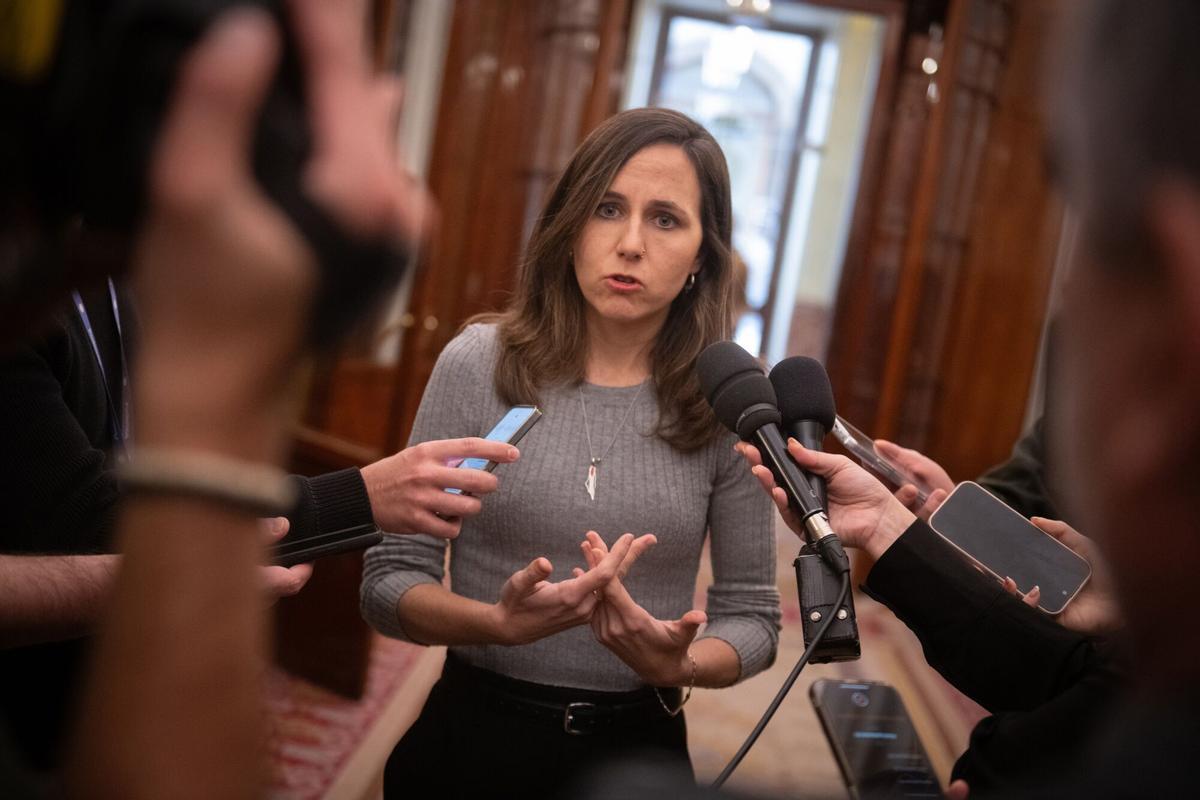 La secretaria general de Podemos y diputada, Ione Belarra, en el Congreso.