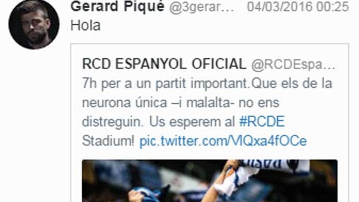 El mensaje de Gerard Piqué en Twitter tras el Rayo - Barça