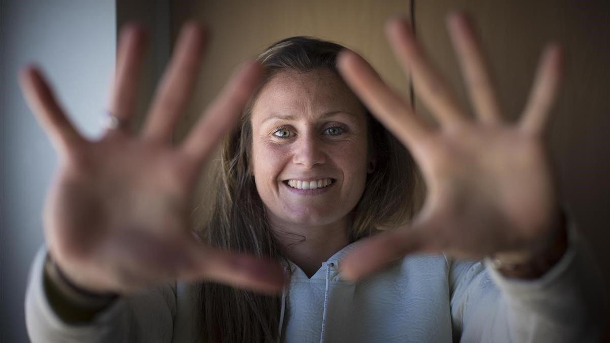 Sandra Paños, portera del Barça femenino, en la ciudad deportiva Jon Gamper.