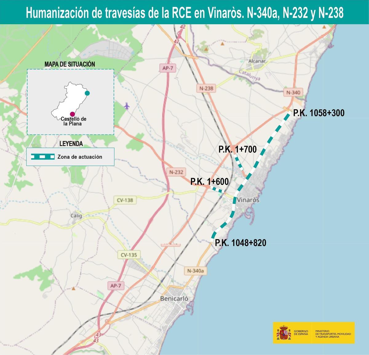 Mitma aprueba trazado para humanizar las travesías de las carreteras del Estado en Vinaròs por 7,58 millones.