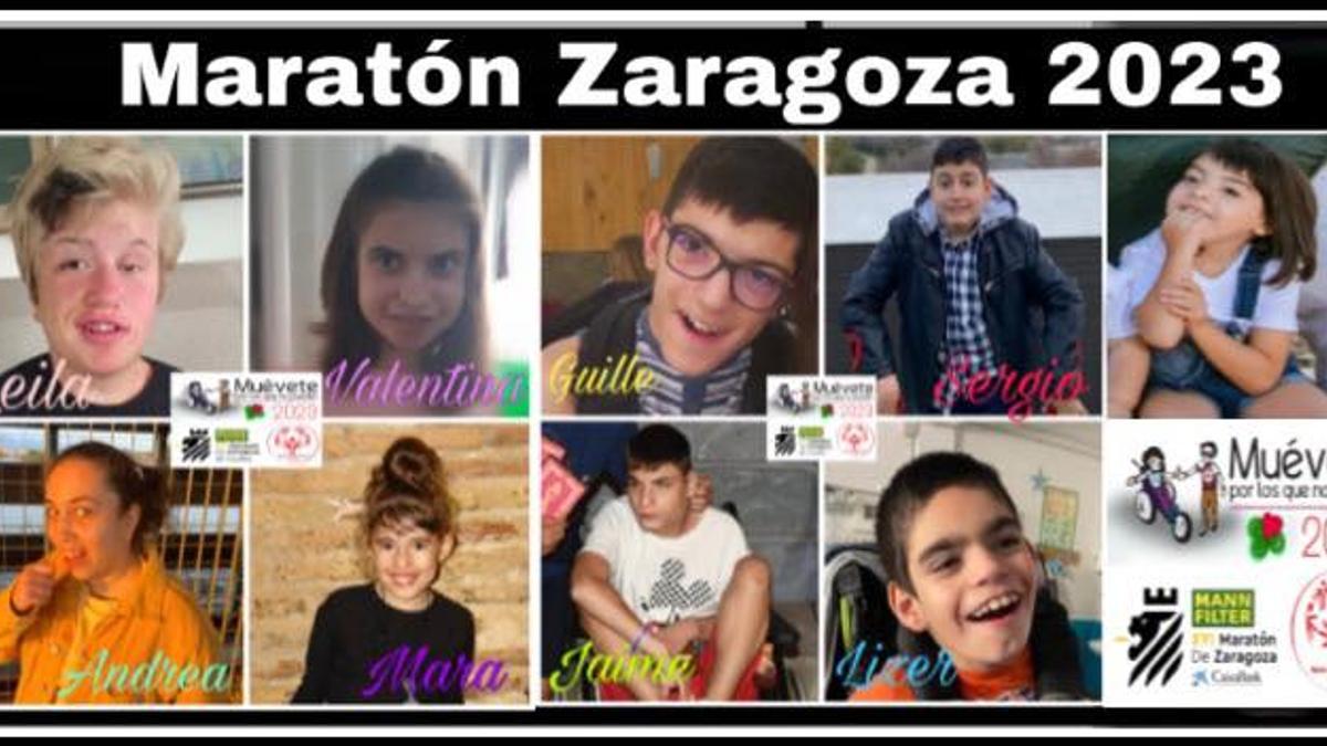 Los chicos y chicas que participarán en el Maratón de Zaragoza.