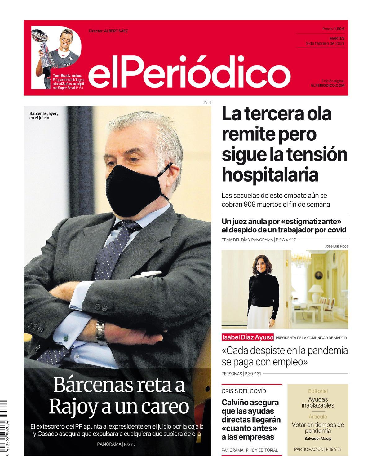 La portada d’EL PERIÓDICO del 9 de febrer del 2021