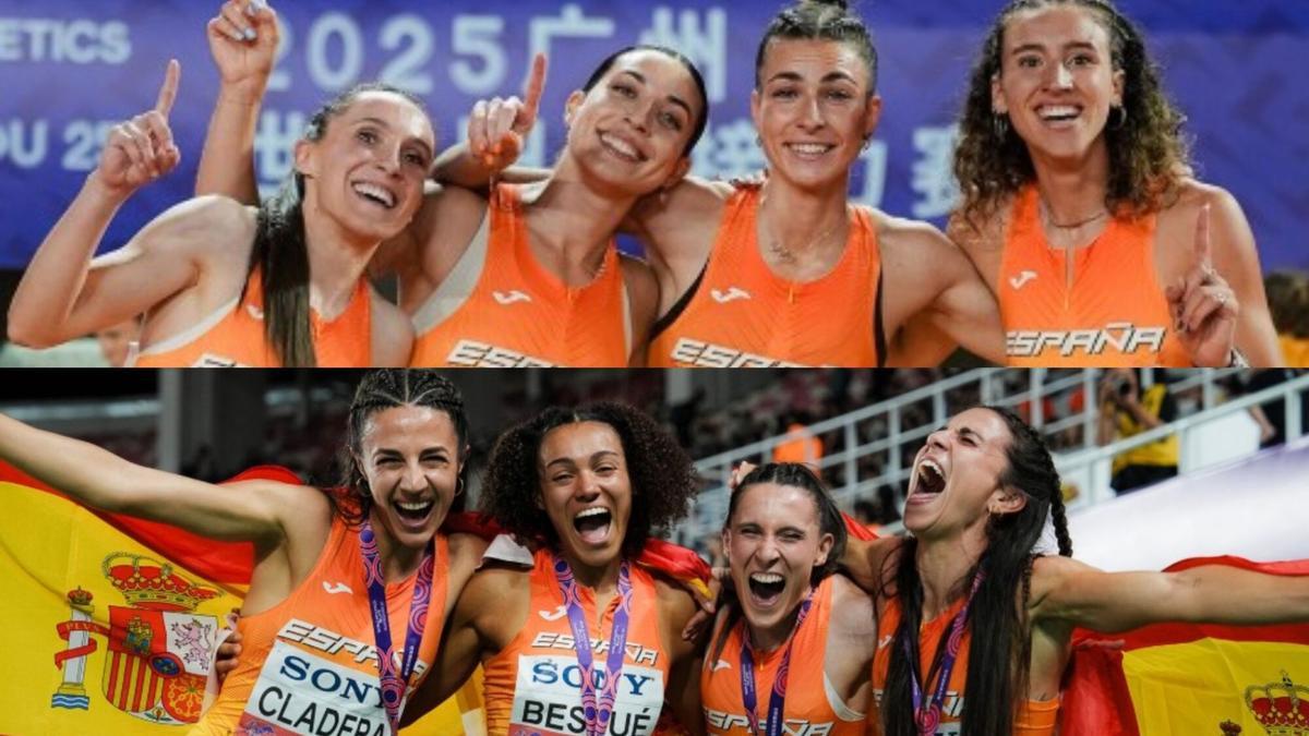 Los relevos españoles femeninos de 4x400 y 4x100 se cuelgan oro y plata en los World Relays.