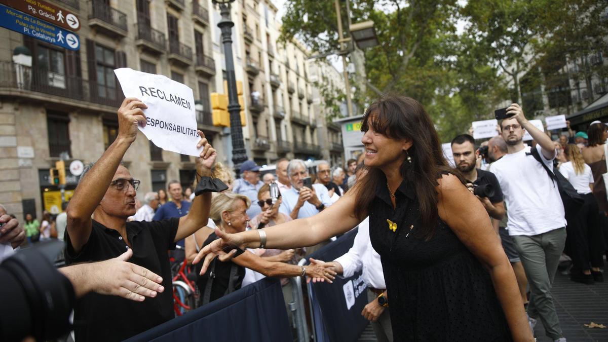 Laura Borràs, durante la protesta.