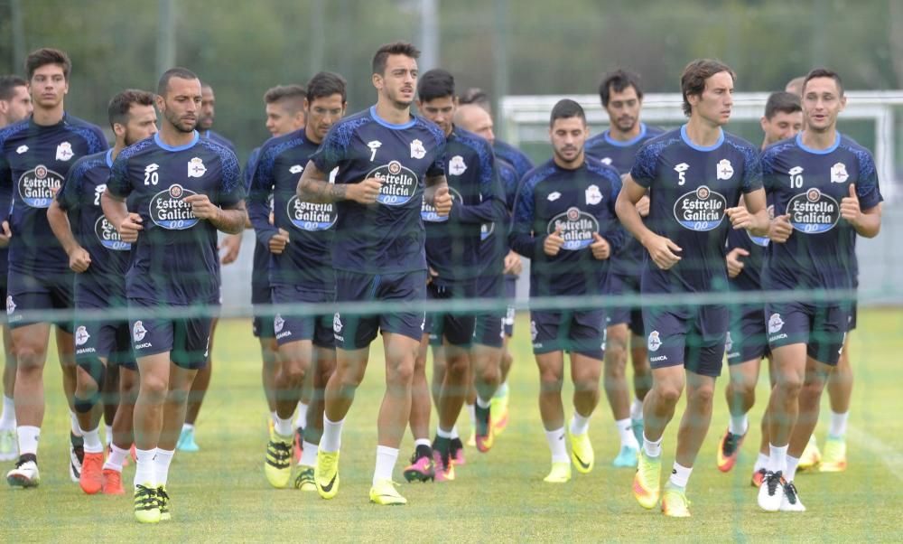 Sesión del Dépor antes de medirse al Athletic