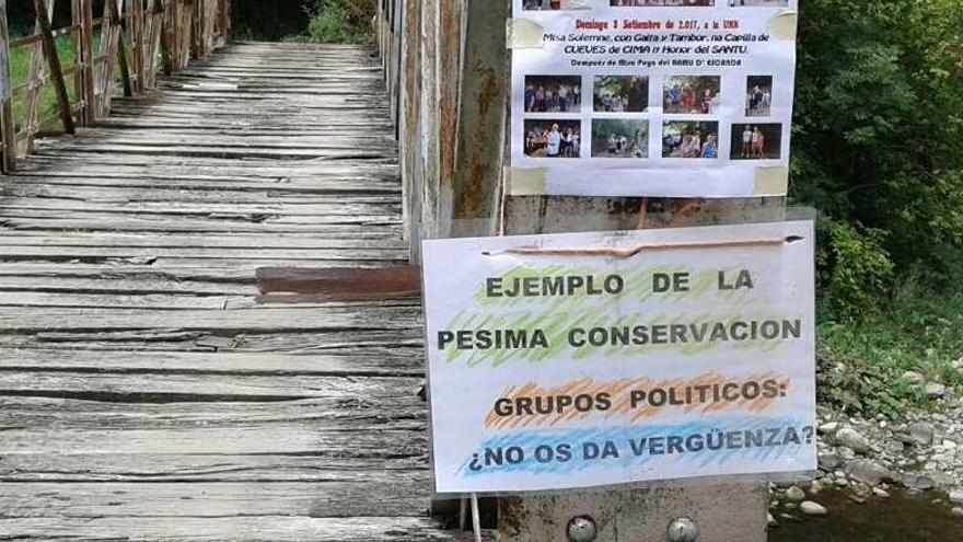 Los vecinos piden la reparación del puente allerano de Entrepeñes