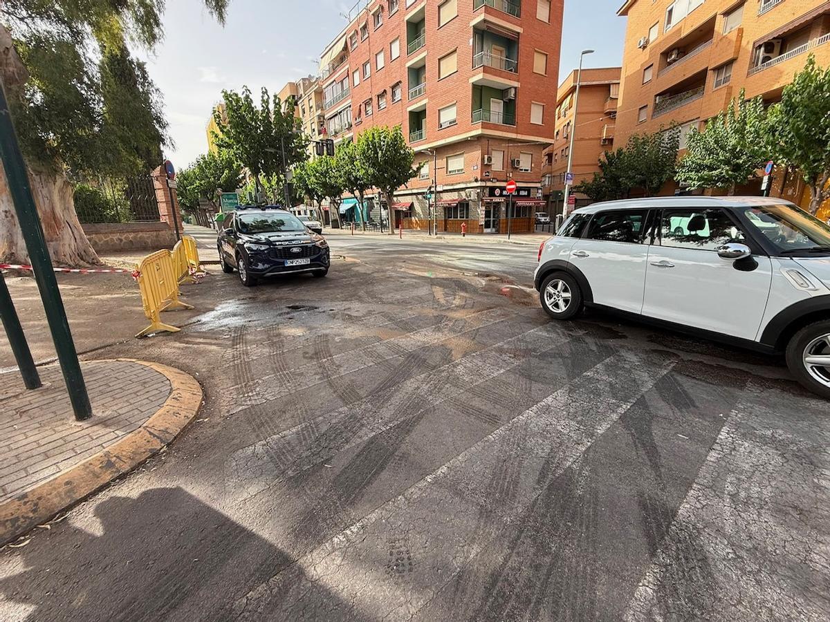 Zona vallada donde estaba el bus que ardió, y que fue retirado en poco tiempo.