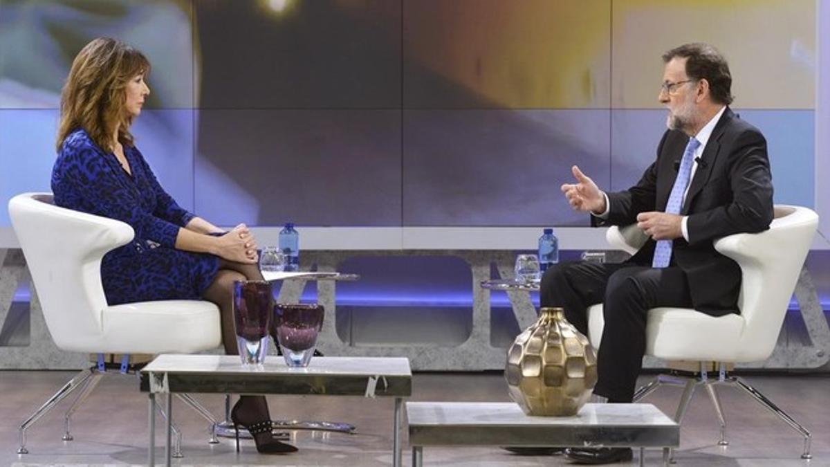 El presidente del Gobierno en funciones, Mariano Rajoy, este miércoles en el programa de Ana Rosa.
