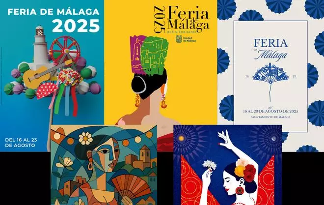 Los cinco carteles finalistas para anunciar la Feria de Málaga 2025