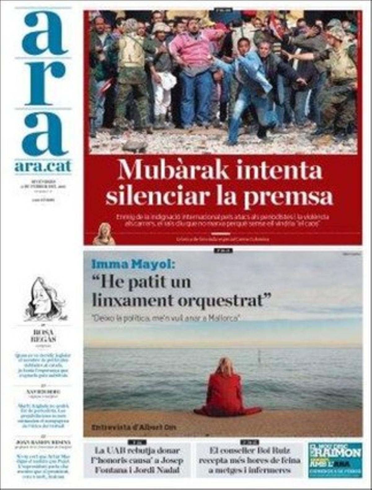 ’Ara’ destaca a més que Àngel Ros pren força com a relleu de José Montilla i que creix la pressió perquè Artur Mas voti el 10-A a la consulta sobiranista de Barcelona.