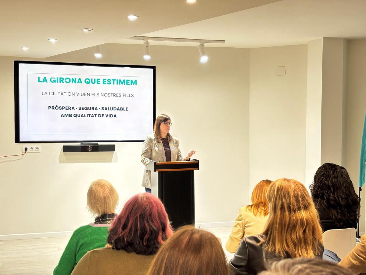 Gemma Geis durant la presentació de la seva candidatura per encapçalar la llista de Junts a Girona a les municipals del 2027.