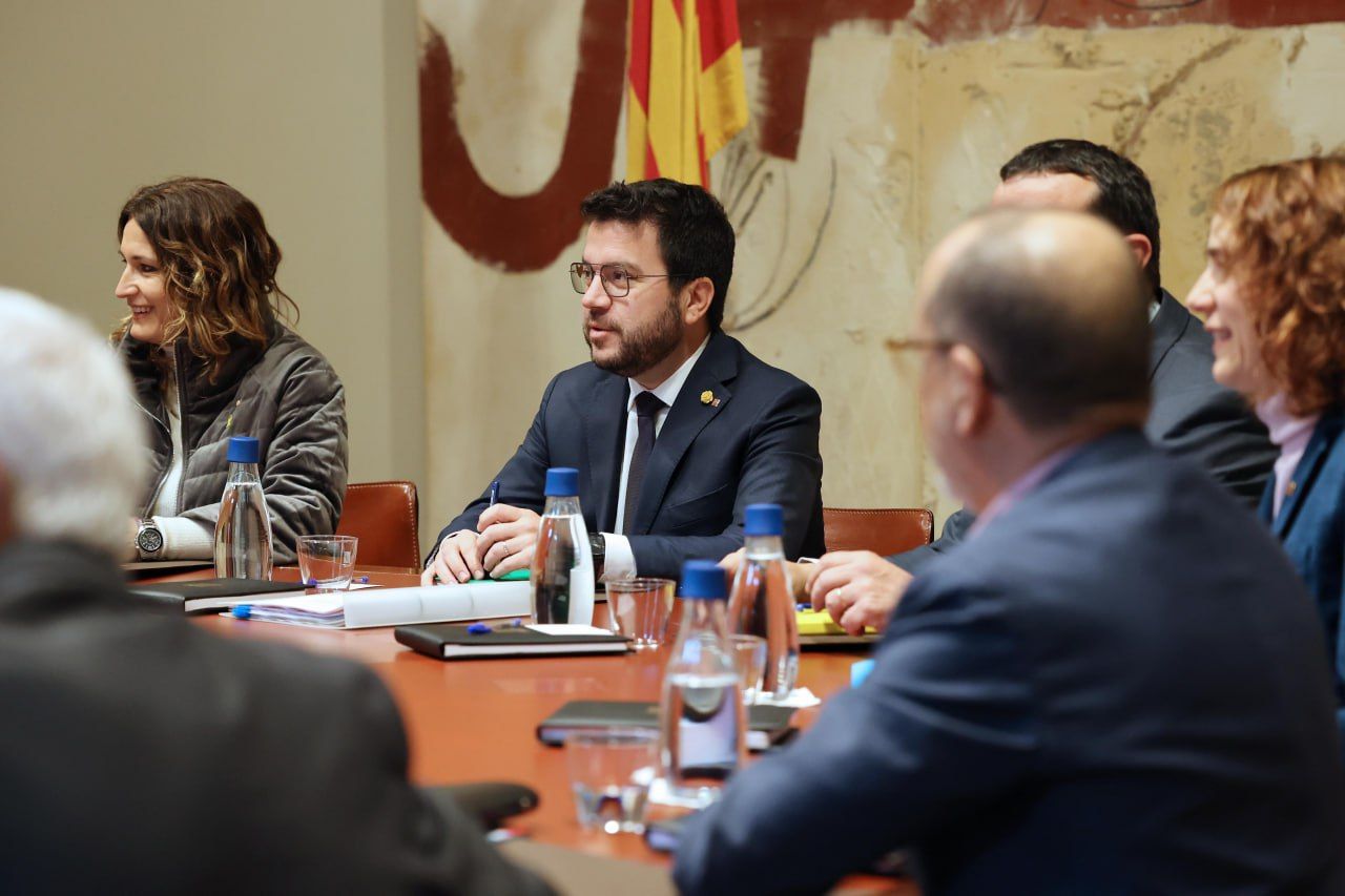 El 'president' Pere Aragonès, durante la reunión del Consell Executiu de este martes