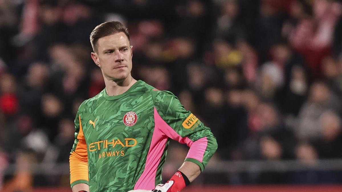 Ter Stegen, en un dels dos partits que ha jugat per al Girona. | EUROPA PRESS