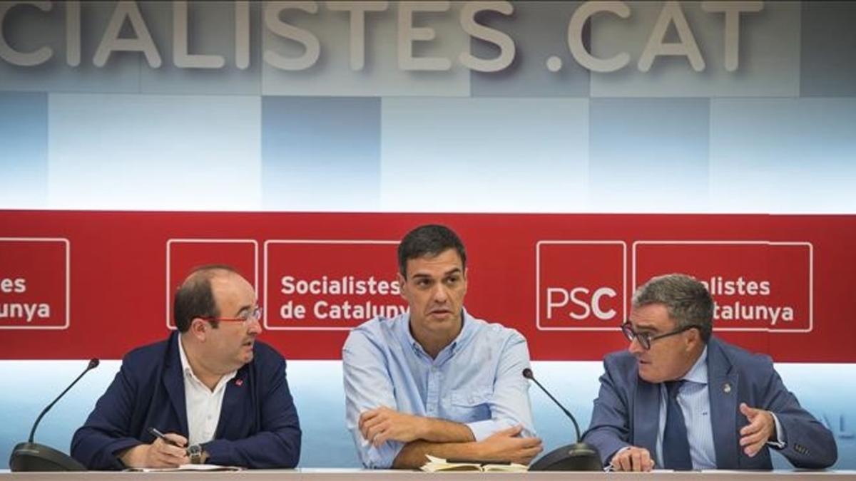 Reunión de la ejecutiva del PSC y PSOE con Pedro Sanchez y Miquel Iceta