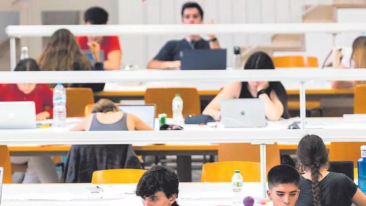 Alumnado estudiando en una de las bibliotecas de la Universitat de València.