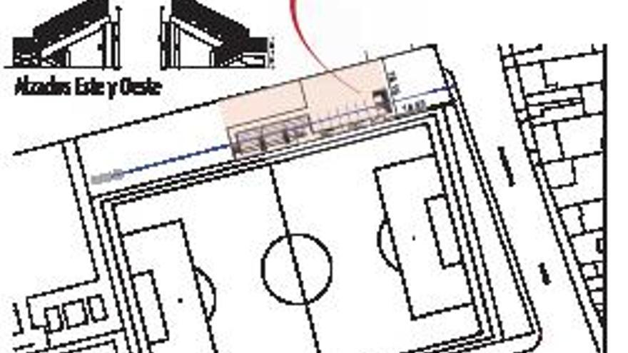 Plano de detalle de como quedará la zona con el futuro campo de fútbol.