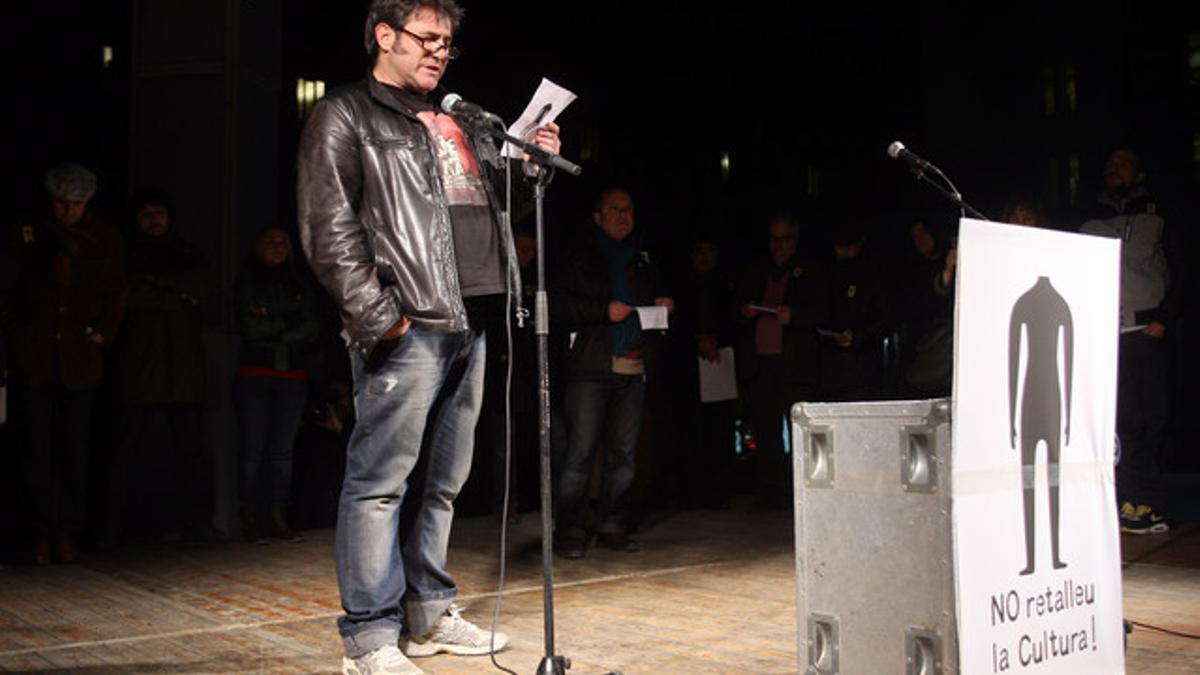 Protesta del sector de la cultura en Barcelona contra los recortes presupuestarios.