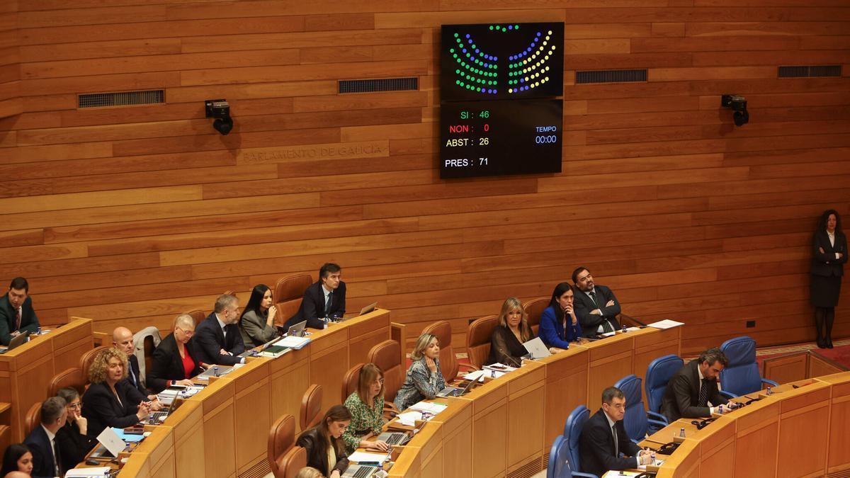 La bancada del Partido Popular durante una votación en la Cámara autonómica