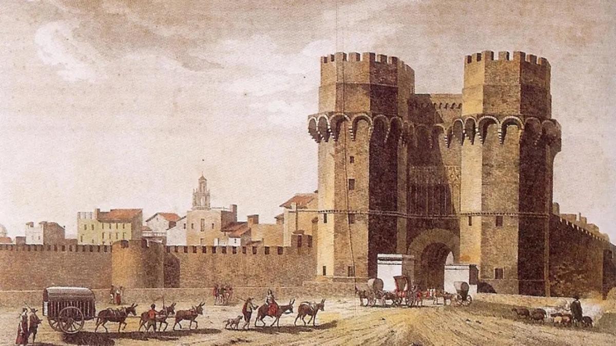 Gravat del segle XIX de le torres i presó de Serrans