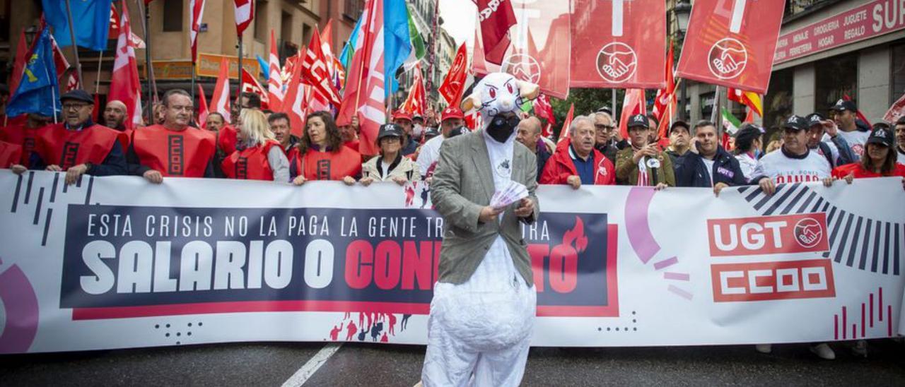 Una de las columnas de la manifestación. | E. P.