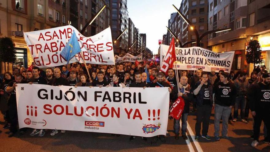 Manifestación en apoyo a los trabajadores de Gijón Fabril celebrada la pasada semana.