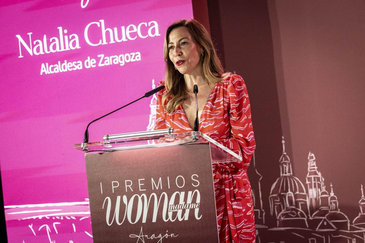 La alcaldesa de Zaragoza, Natalia Chueca, durante su intervención en los I Premios Woman Aragón.