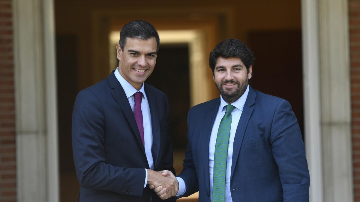 Fernando López Miras y Pedro Sánchez, en una imagen de archivo
