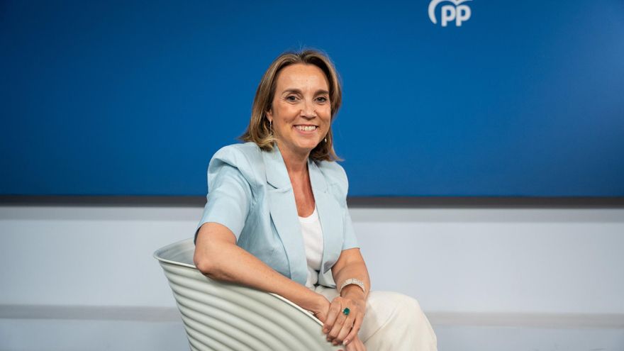 La vicesecretaria de Regeneración Institucional del PP, Cuca Gamarra, durante una entrevista concedida a Europa Press en Madrid.