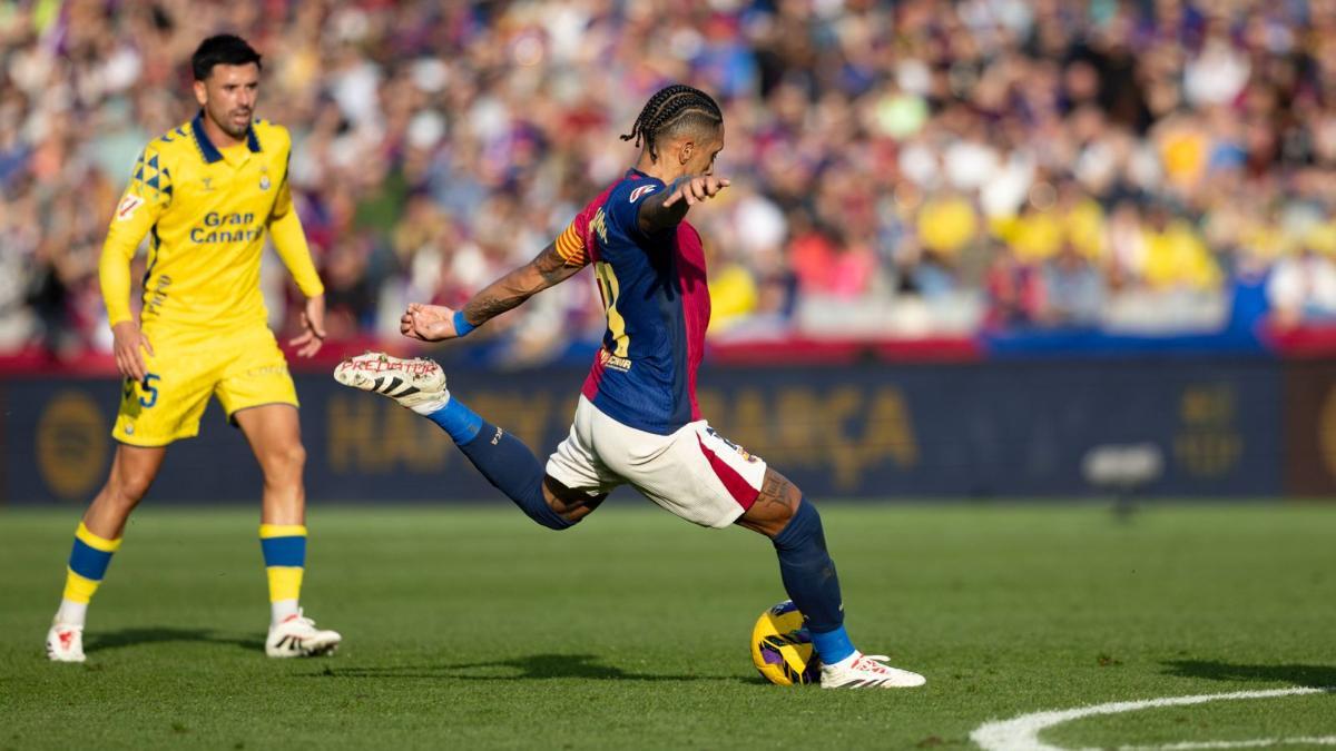 Raphinha marcó el gol del empate del Barça ante Las Palmas