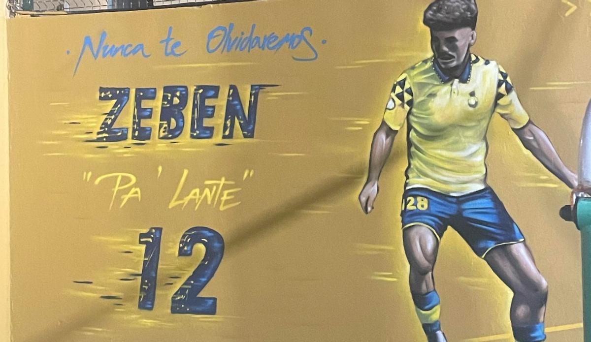 Mural de Zeben en la cancha de su barrio, San Isidro