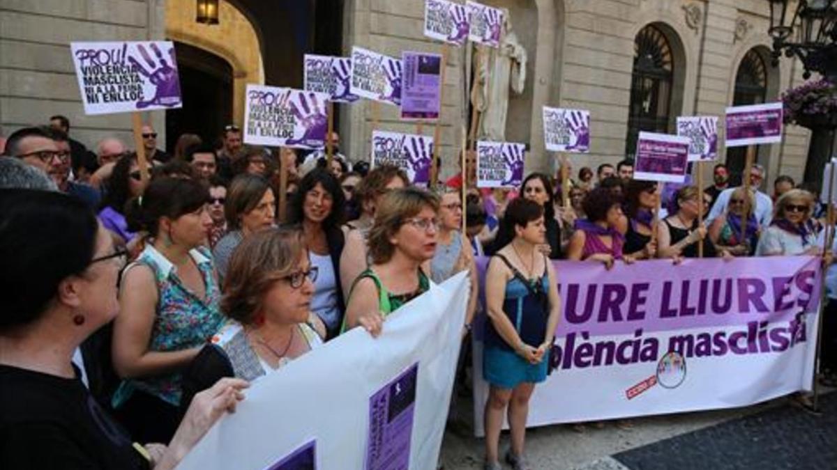 Concentración feminista contra la violencia machista en Barcelona en el 2017.