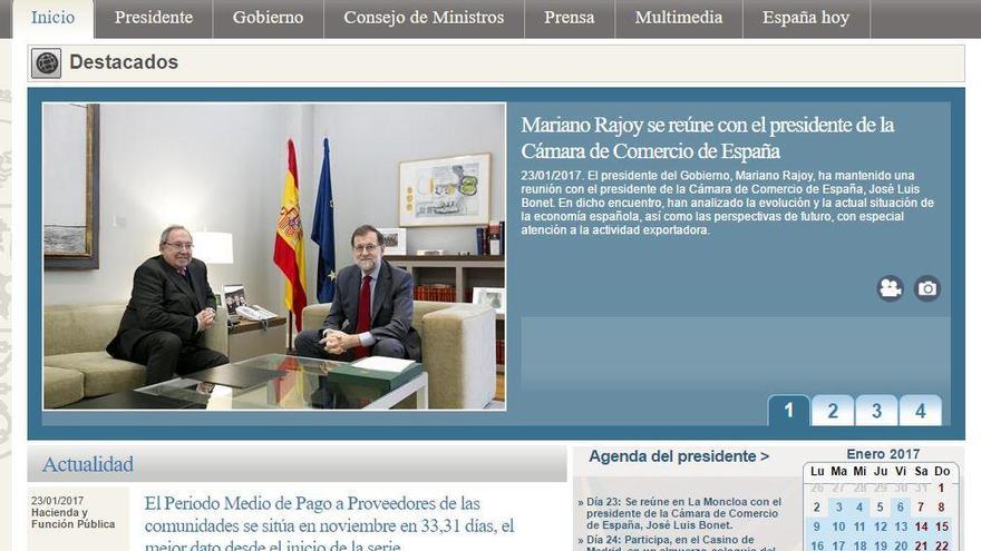 La web de la Moncloa.
