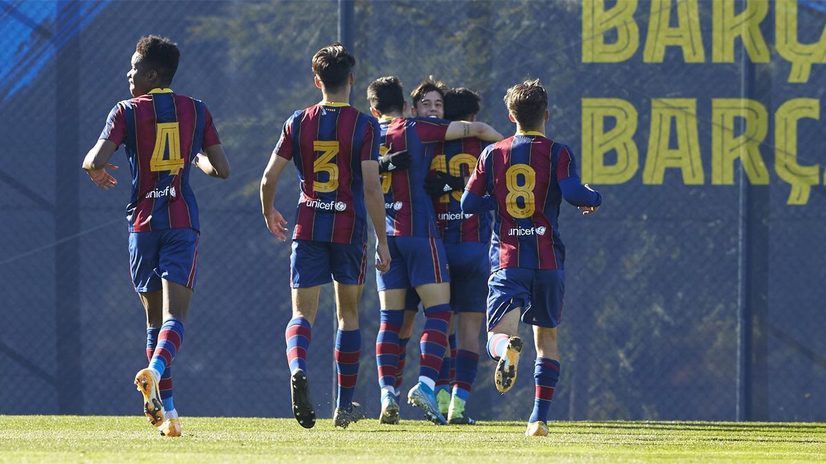 El Juvenil A del Barça celebra un tanto esta temporada