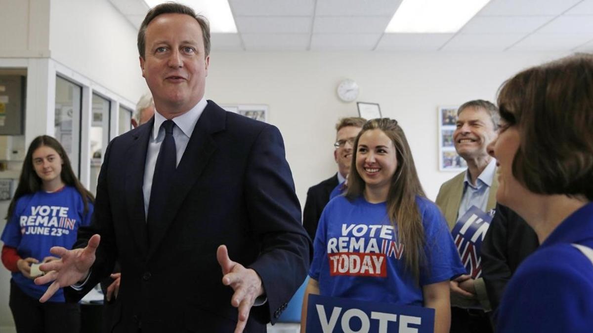 El primer ministro británico, David Cameron, en un acto de campaña en defensa del 'Remain'.
