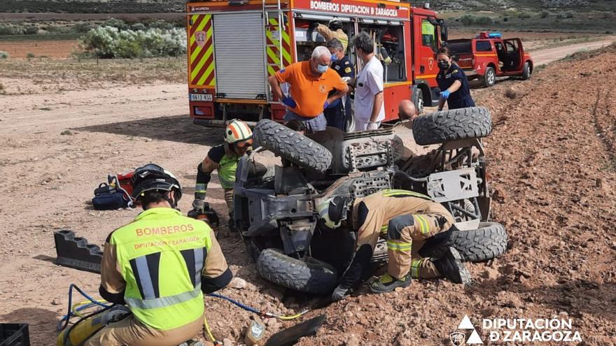 Herido tras volcar con un quad en una pista entre Bardallur y Bárboles, en Zaragoza