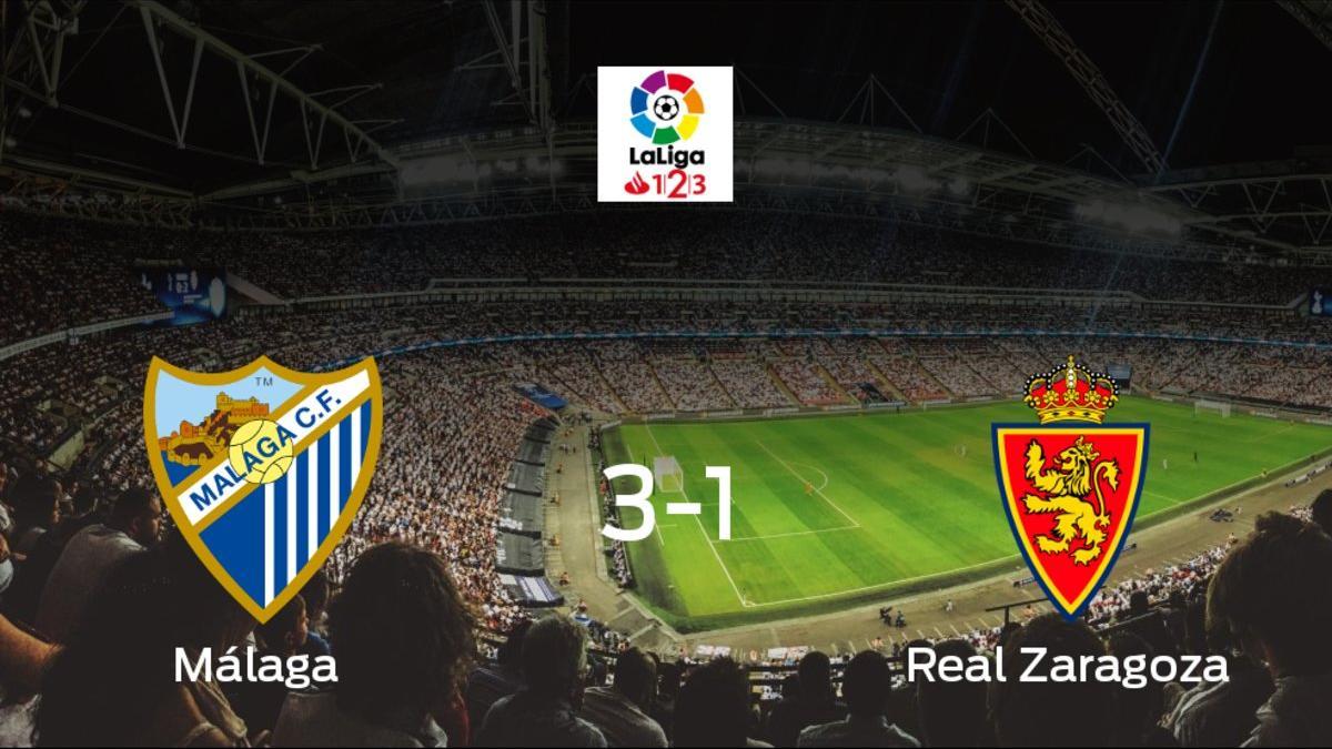 El Málaga se impone por 3-1 al Real Zaragoza