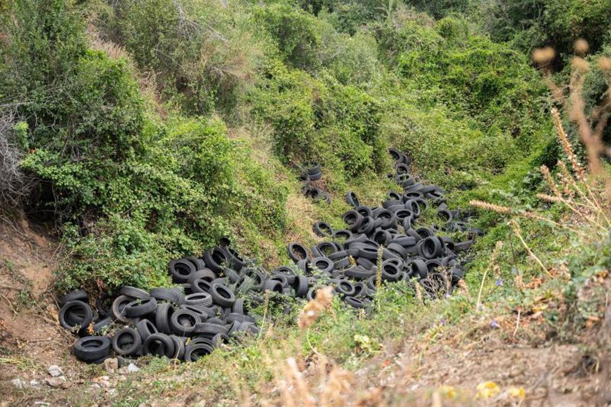 Neumaticos debajo de la Carretera de es Aigües.