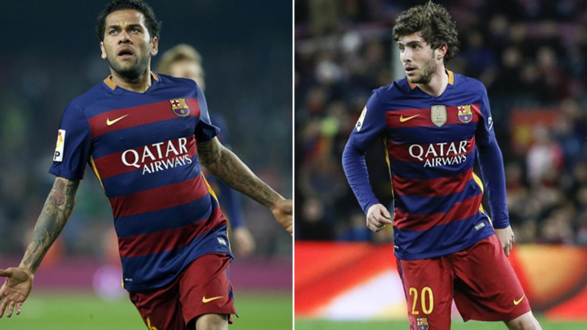 Dani Alves y Sergi Roberto se disputan el lateral diestro para el Clásico