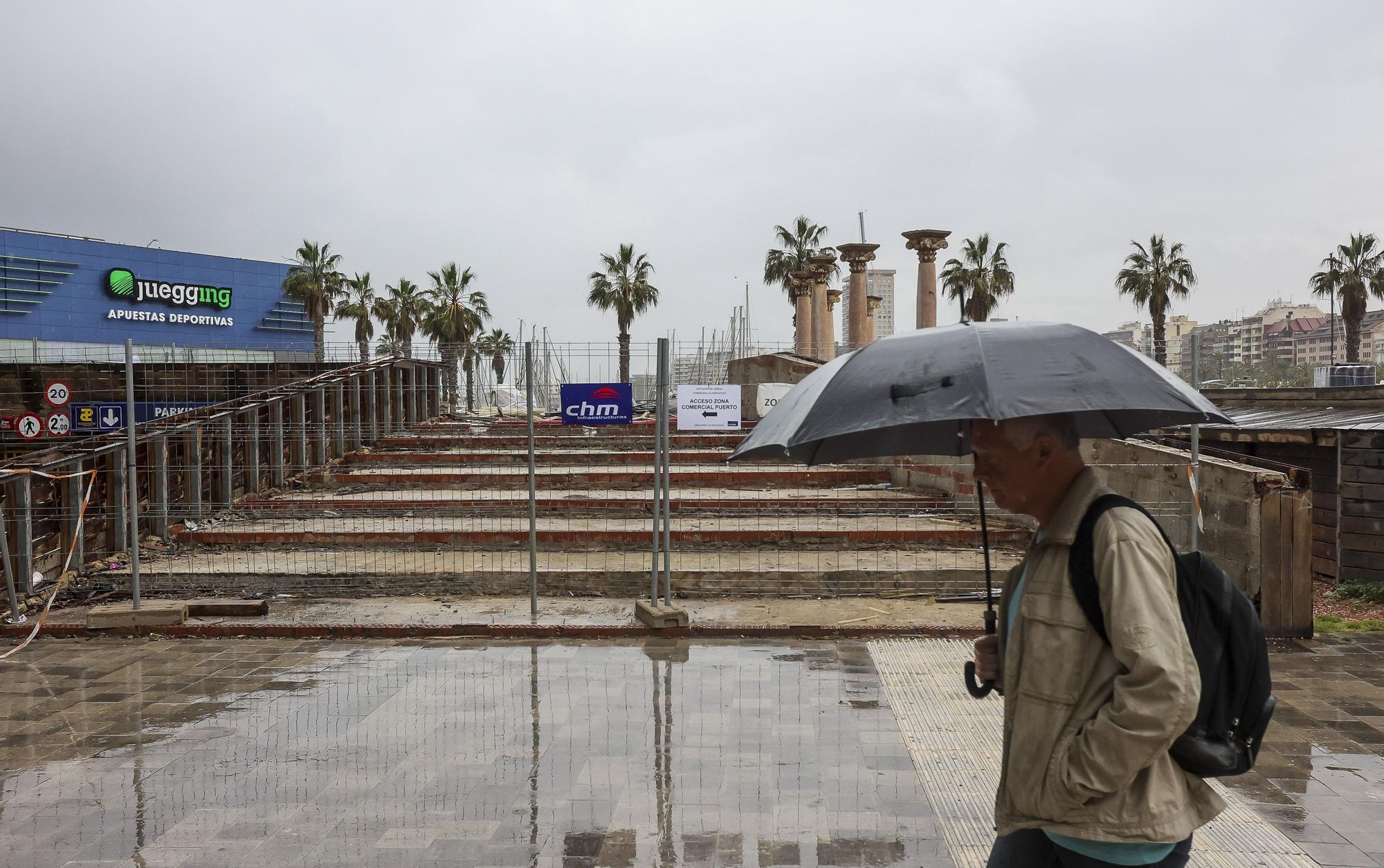 Obras en el paseo del puerto de Alicante