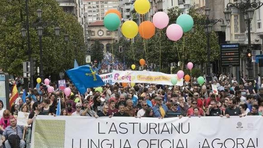 Manifestación por la oficialidad en Oviedo el pasado mes.
