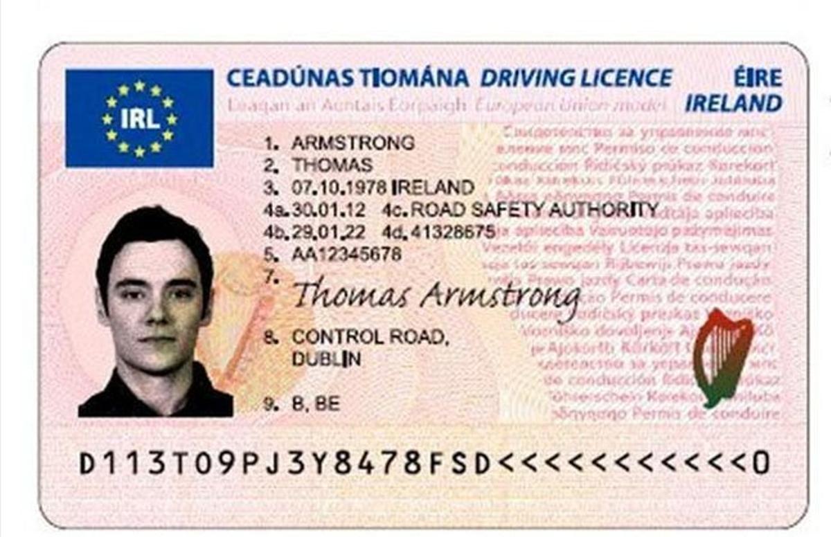 Anverso del nuevo carnet de conducir europeo.